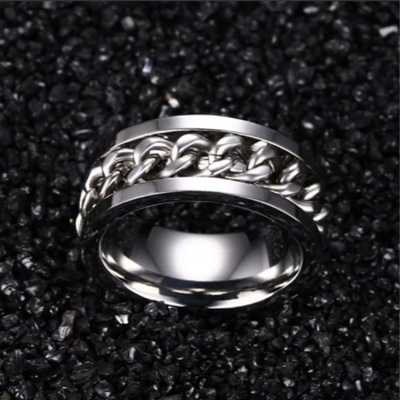 Rotating Stainless Steel Chain link Ring sz 10 - Picture 3 of 3